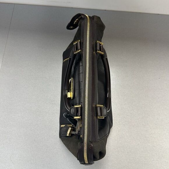 Michael Kors Collection Crocodile Embossed Purse Dark Brown - Picture 3 of 7